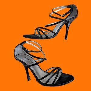 00's vintage black sequins strappy ankle strap y2k heels US 7 bebe
